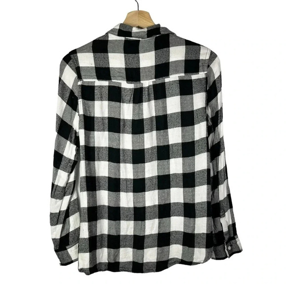 Bongo Black & White Square Plaid Long Sleeve Button Down S - Picture 2 of 4